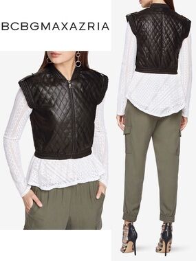 BCBGMaxAzria Ace Quilted Faux-Leather Vest